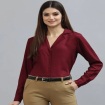 Womens Maroon Formal Shirt
