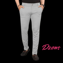 Men's Gray Lycra Formal Pant
