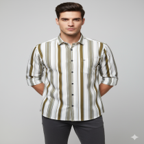 Men's White Brown Casual Shirt