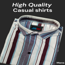 Men's White Maroon Casual Shirt