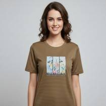 Women's Brown Printed T-shirt