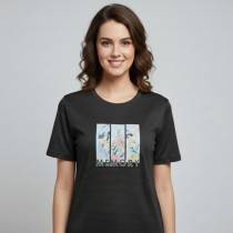 Women's Black printed T-shirt