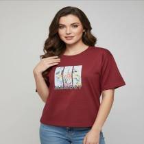 Women's Maroon Printed T-shirt