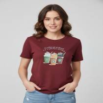 Women's Maroon Printed T-shirt