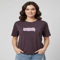 Women's wine printed T-shirt