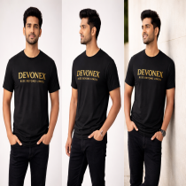 Mens Devonex Print Black T-shirt