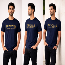 Mens Devonex Print Navy Blue T-shirt
