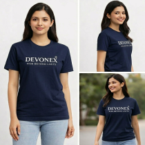 Women's Devonex Print Navy Blue T-shirt